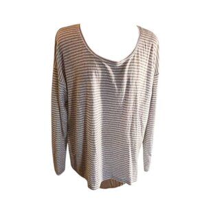 Eileen Fisher System Linen Jersey Striped Scoop Neck Boxy Top Size M NWT